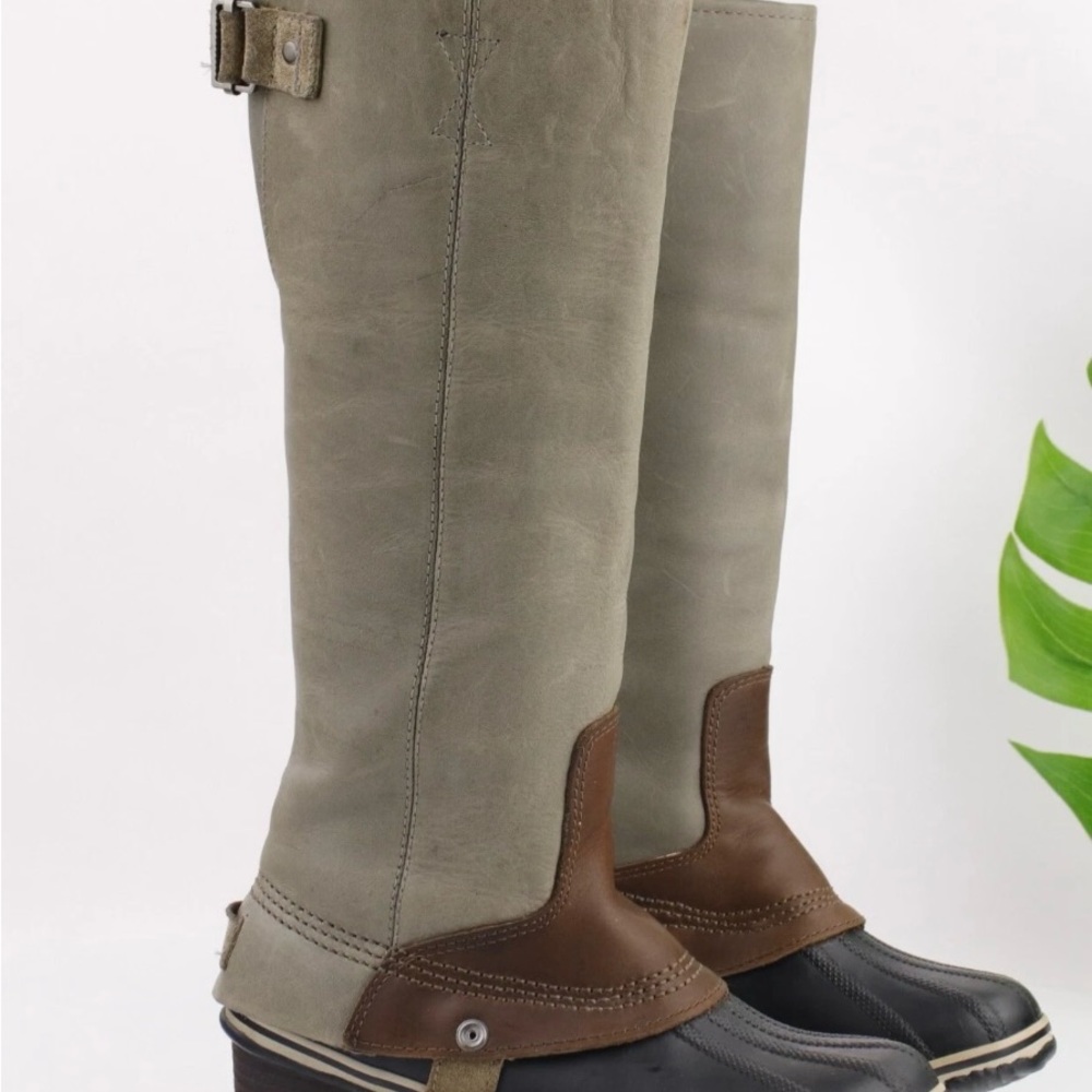 Sorel Womens Slimpack Tall Riding Boot Size 9.5 Gray Waterproof Equestrian